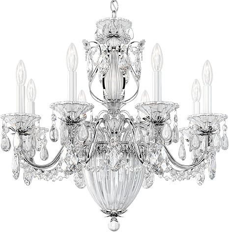 Signature 1238N-40A, Bagatelle 8 Light 26.5in x 24.5in Chandelier in Silver with Clear Swarovski Spectra Crystals