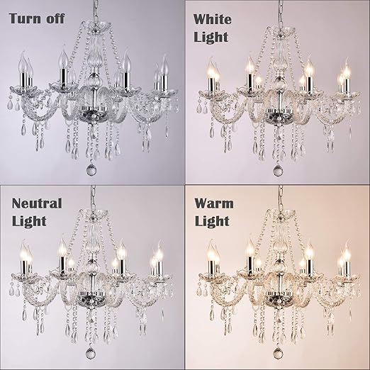 Panghuhu88 Crystal Candle Chandeliers Lighting Modern 15 Lights PendantCeiling Fixture Lamp for Dining Living Room Bedroom Hallway Entry Elegant Decoration (15 bulbs)