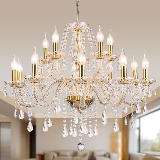 Modern 15 Lights Chandelier Golden Pendant European Style