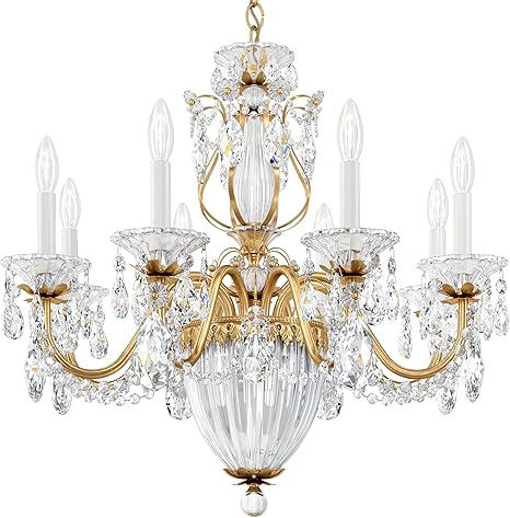 Signature 1238N-40A, Bagatelle 8 Light 26.5in x 24.5in Chandelier in Silver with Clear Swarovski Spectra Crystals