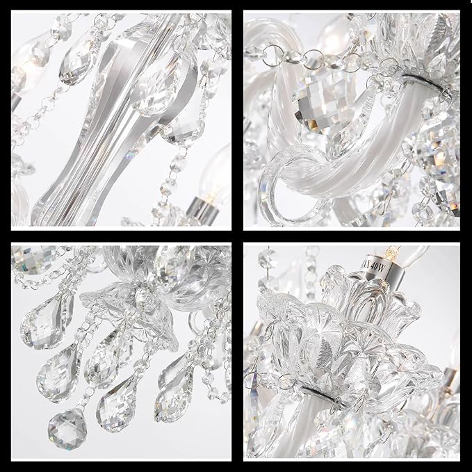 Clear Crystal Chandelier Lighting, Double Layer 8+4 Lights, K9 Clear Crystal Ceiling Lights, Modern Crystal Light for Living Room (12 Lights)