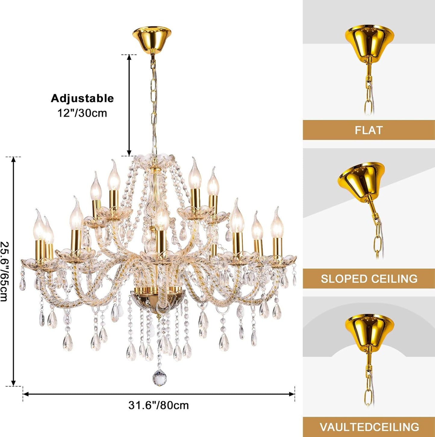 Modern 15 Lights Chandelier Golden Pendant European Style