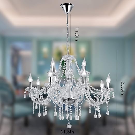 Panghuhu88 Crystal Candle Chandeliers Lighting Modern 15 Lights PendantCeiling Fixture Lamp for Dining Living Room Bedroom Hallway Entry Elegant Decoration (15 bulbs)