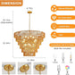 31.49" Large Rattan Chandelier Vintage Farmhouse 12-Lights Chandeliers Light Fixture Golden