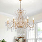 AGV LIGHTING Crystal Chandelier Gold 6-Light Candle Style Chandelier Lighting with Clear Crystal Pendants Elegant Dining Room Chandelier Light Fixture for Bedroom Living Room Foyer
