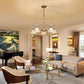 Gold Vintage 5-Light Chandelier with Crystal Glass Shade