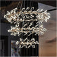Luxury Modern Leaf Branch Round K9 Crystal Chandelier Ring for Living Room Dining Lobby Lights Vila(Cold White,60+80+100cm)